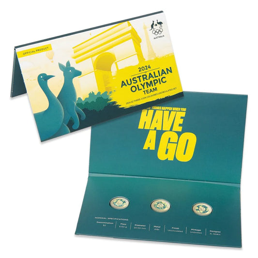 2024 $2 Australian Olympic Team Coloured Uncirculated 3 Coin Set