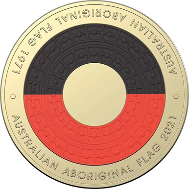 2021 $2 Aboriginal Flag Coloured Al-Bronze Uncirculated Coin