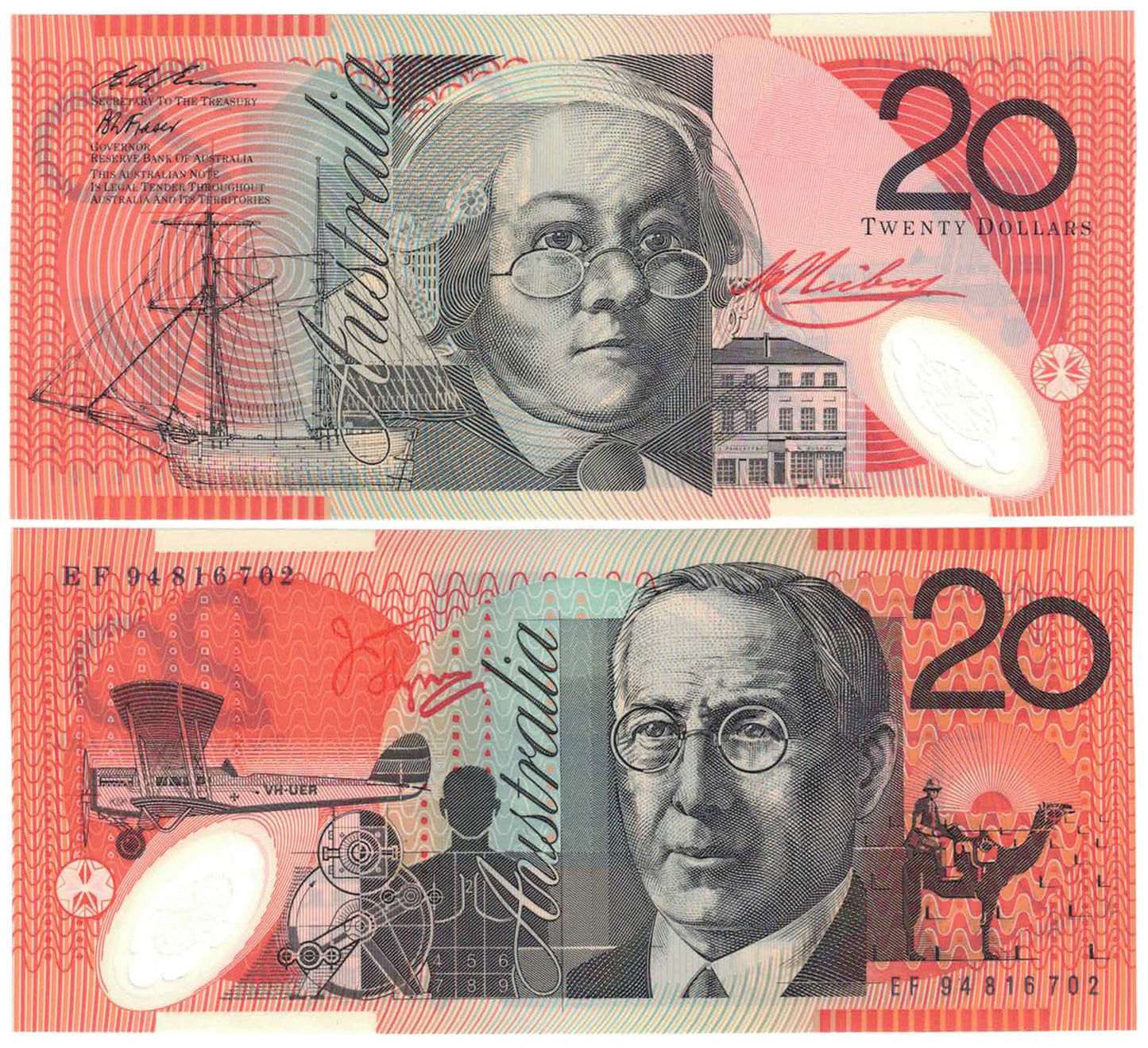 1994 $20 Fraser/Evans R416a Uncirculated Consecutive Pair of Banknotes