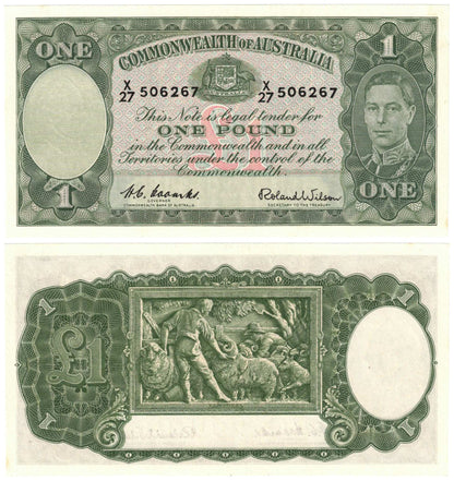 1952 One Pound Coombs/Wilson R32 Very Uncirculated Consecutive Pair of Banknotes