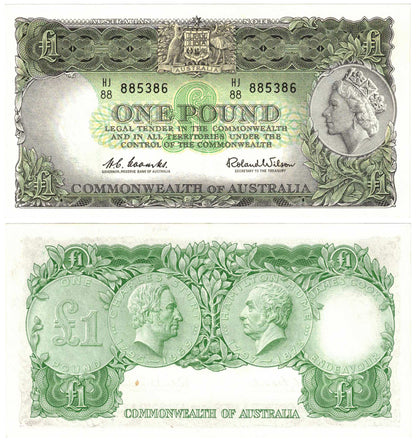 1961 One Pound Coombs/Wilson R34 Reserve Bank of Australia Uncirculated Consecutive Run of 8 Banknotes