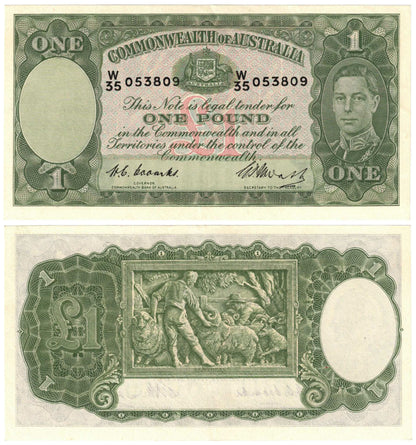 1949 One Pound Coombs/Watt R31 About Uncirculated Consecutive Pair of Banknotes