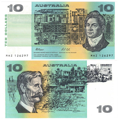 1991 $10 Fraser/Cole R313a With Plate Letter Uncirculated Consecutive Pair of Banknotes