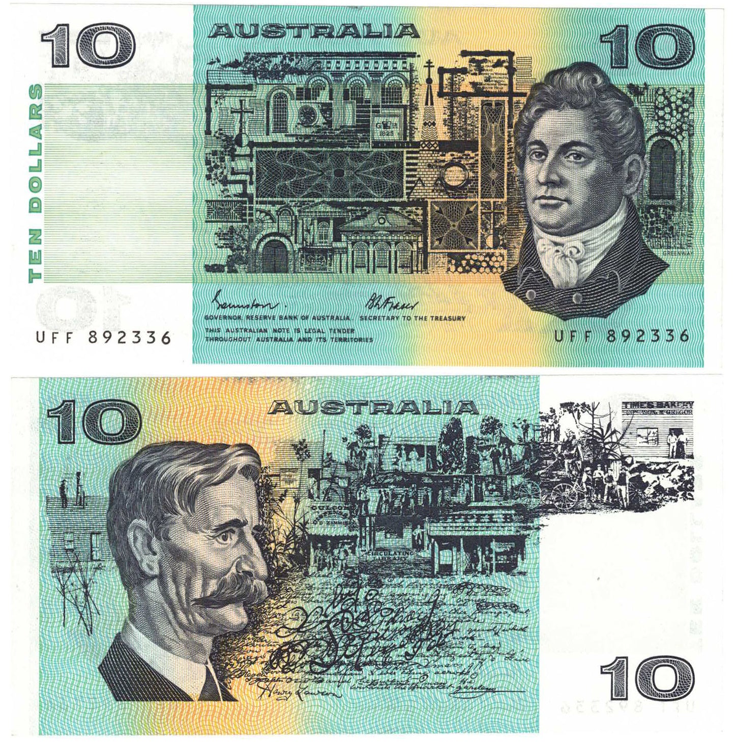 1985 $10 Johnston/Fraser R309 Uncirculated Consecutive Pair of Banknotes