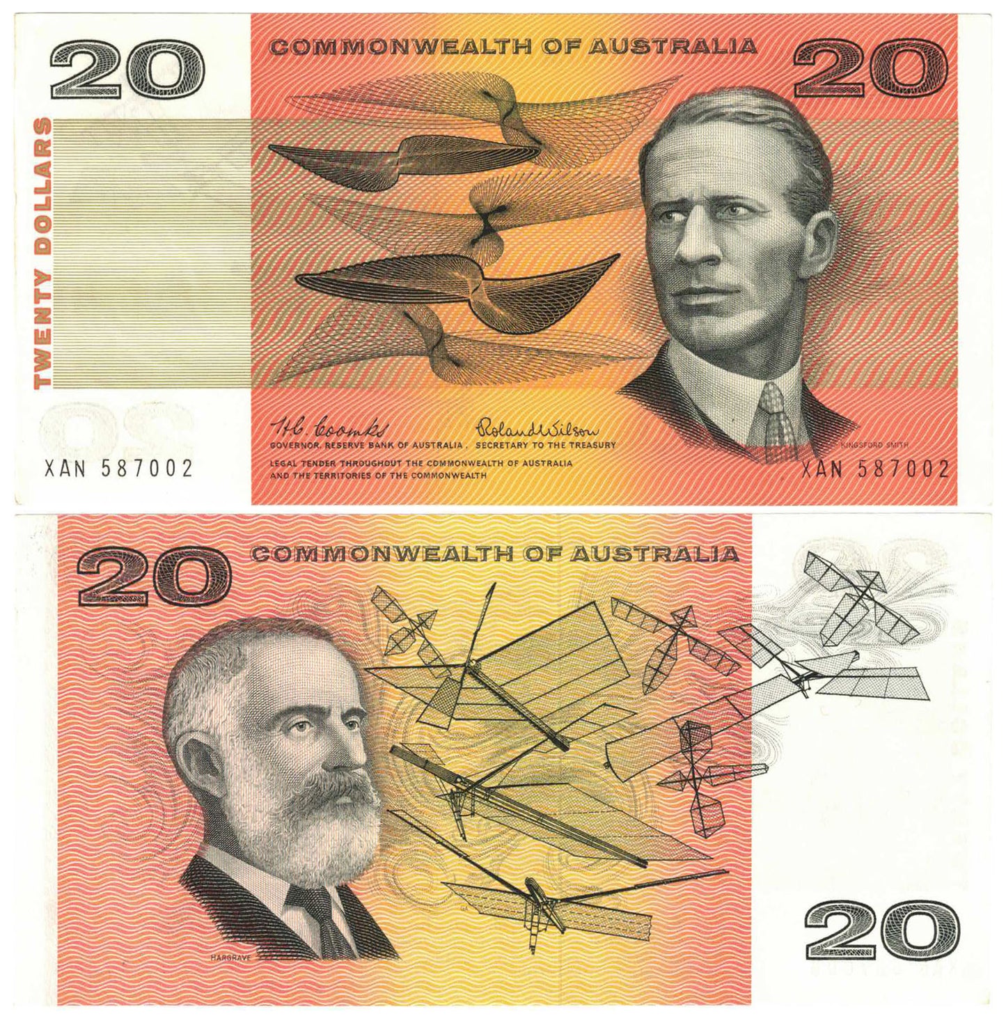 1966 $20 Coombs/Wilson R401 About Uncirculated to Uncirculated Consecutive Run of 7 Banknotes