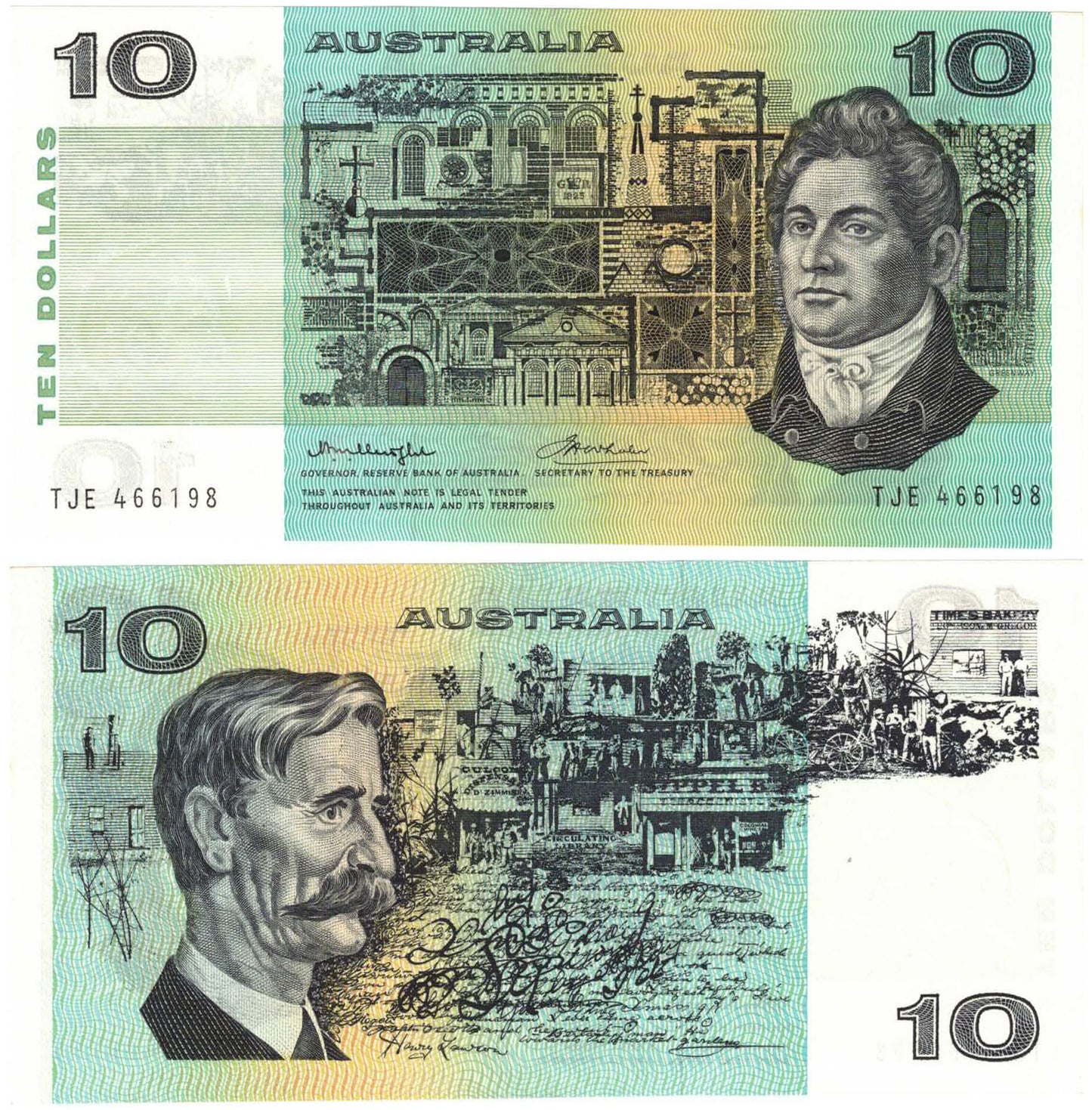 1976 $10 Knight/Wheeler R306b Side Thread Uncirculated Consecutive Pair of Banknotes