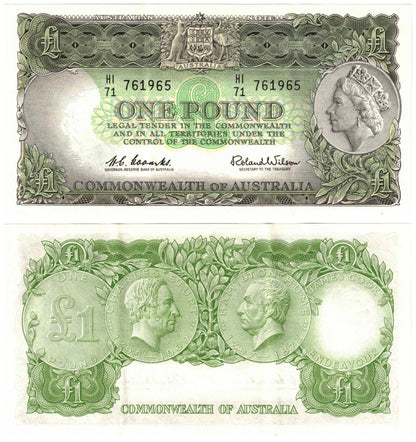 1961 One Pound Coombs/Wilson R34 Reserve Bank of Australia Extremely Fine Consecutive Trio of Banknotes