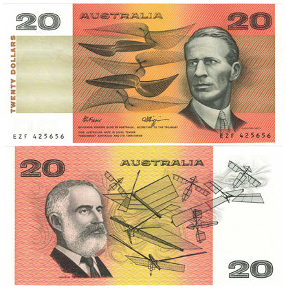 1989 $20 Fraser/Higgins R412 Uncirculated Consecutive Pair of Banknotes