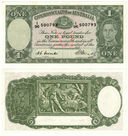 1949 One Pound Coombs/Watt R31 Uncirculated Consecutive Pair of Banknotes