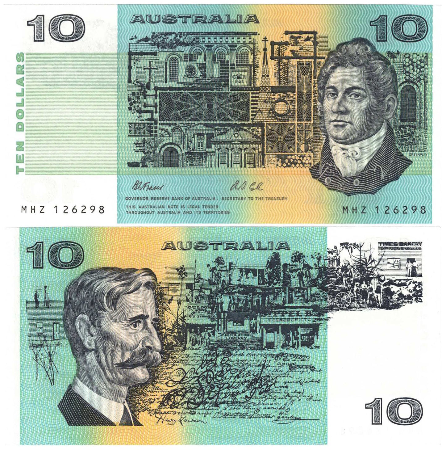 1991 $10 Fraser/Cole R313a With Plate Letter Uncirculated Consecutive Pair of Banknotes