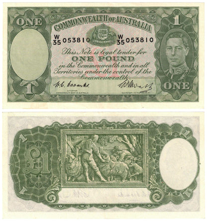 1949 One Pound Coombs/Watt R31 About Uncirculated Consecutive Pair of Banknotes