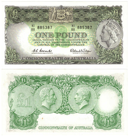 1961 One Pound Coombs/Wilson R34 Reserve Bank of Australia Uncirculated Consecutive Run of 8 Banknotes