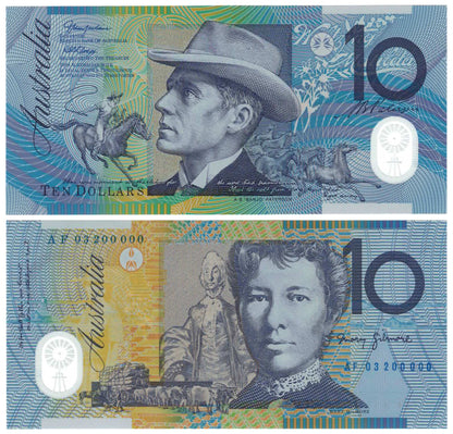 2003 $10 Macfarlane/Henry R320b Semi Solid Serial Uncirculated Consecutive Pair of Banknotes