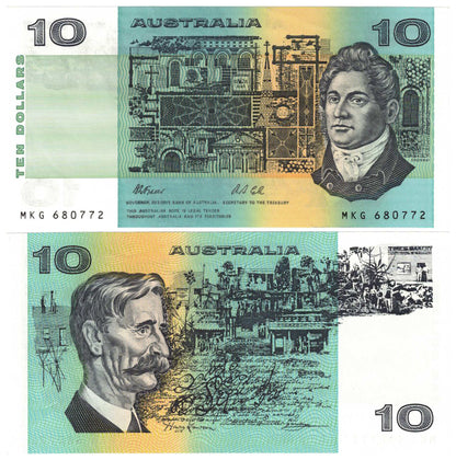 1991 $10 Fraser/Cole R313a With Plate Letter Uncirculated Consecutive Trio of Banknotes