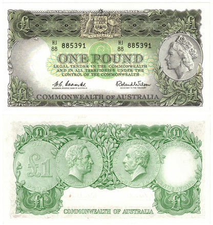 1961 One Pound Coombs/Wilson R34 Reserve Bank of Australia Uncirculated Consecutive Run of 8 Banknotes