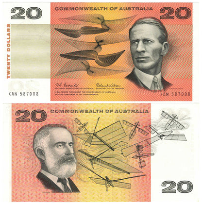 1966 $20 Coombs/Wilson R401 About Uncirculated to Uncirculated Consecutive Run of 7 Banknotes