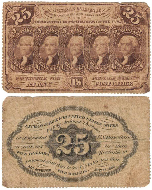 USA 1862 Twenty Five Cents #99 Very Good Banknote