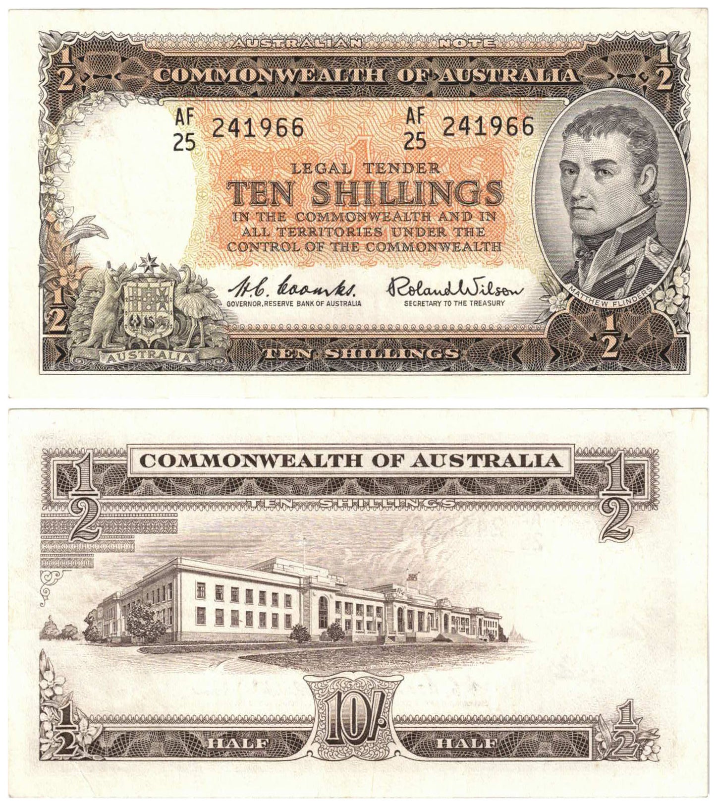 1961 Ten Shillings Coombs/Wilson R17 Reserve Bank of Australia Extremely Fine Banknote