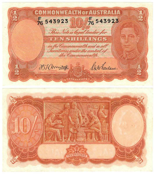 1942 Ten Shillings Armitage/McFarlane R13 Extremely Fine Banknote