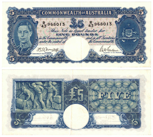 1941 Five Pounds Armitage/McFarlane R46 Good Extremely Fine Banknote