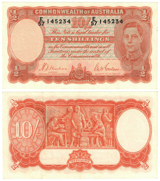 1939 Ten Shillings Sheehan/McFarlane R12 Good Extremely Fine Banknote