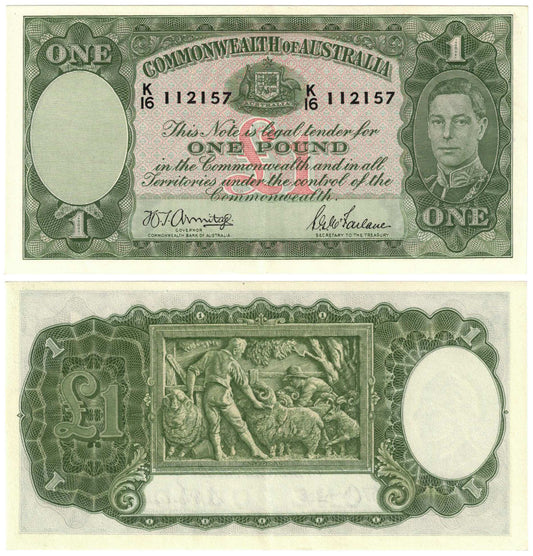 1942 One Pound Armitage/McFarlane R30b About Uncirculated Banknote