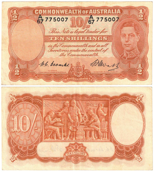 1949 Ten Shillings Coombs/Watt R14 Very Fine Banknote