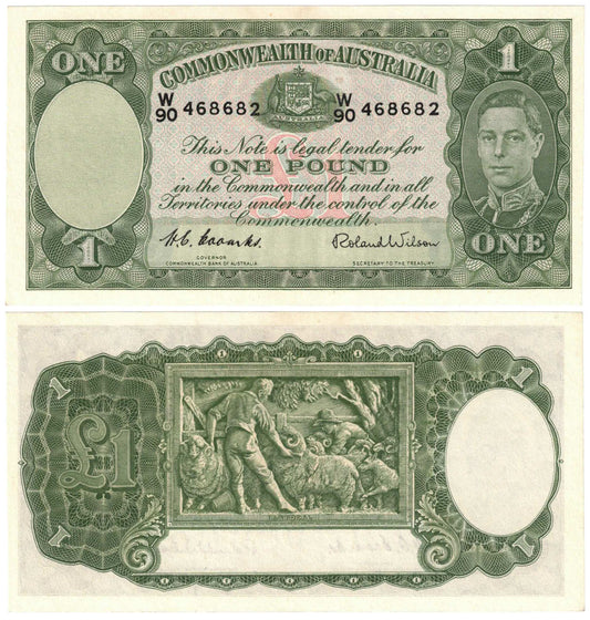 1952 One Pound Coombs/Wilson R32 About Uncirculated Banknote