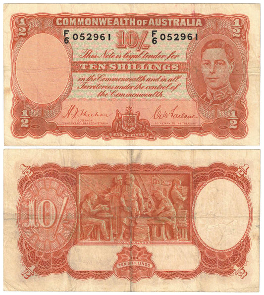 1939 Ten Shillings Sheehan/McFarlane R12 Fine Banknote