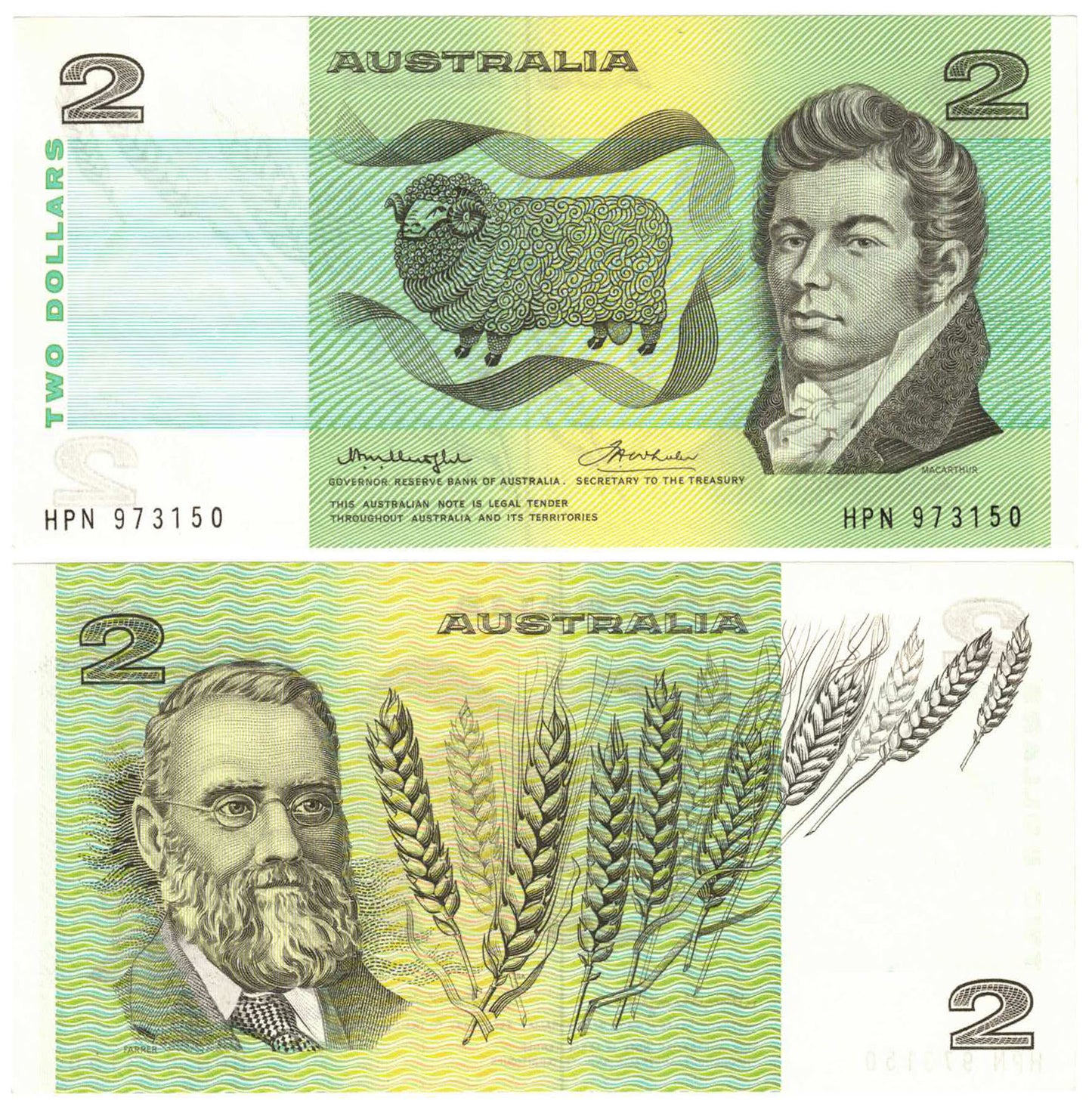 1976 $2 Knight/Wheeler R86a Gothic Centre Thread Uncirculated Banknote