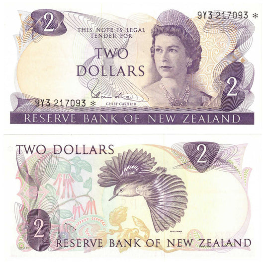 New Zealand 1977-81 Two Dollars Hardie P164d Uncirculated STAR Banknote