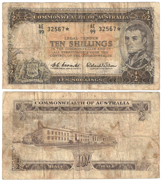 1961 Ten Shillings Coombs/Wilson R17S Reserve Bank of Australia Very Good STAR Banknote
