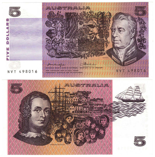 1976 $5 Knight/Wheeler R206c OCRB Serial Side Thread Uncirculated Banknote