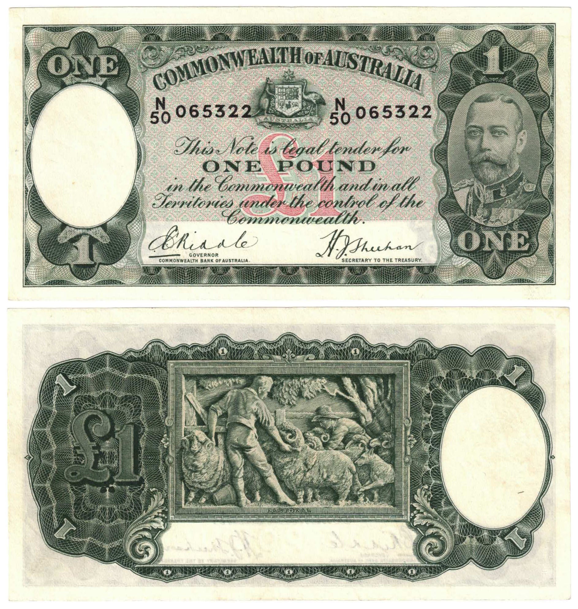 1933 One Pound Riddle/Sheehan R28 Good Extremely Fine Banknote – Town ...