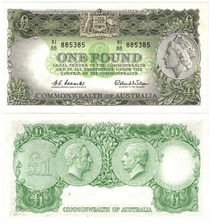 1961 One Pound Coombs/Wilson R34 Reserve Bank of Australia Uncirculated Consecutive Run of 8 Banknotes