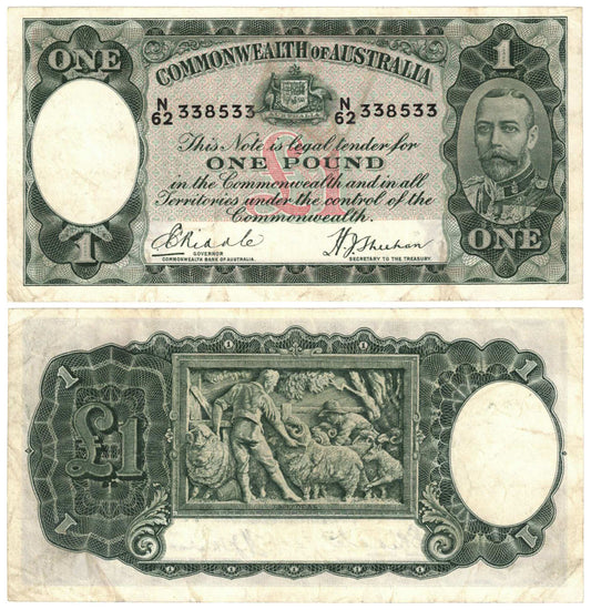 1933 One Pound Riddle/Sheehan R28 Very Fine Banknote