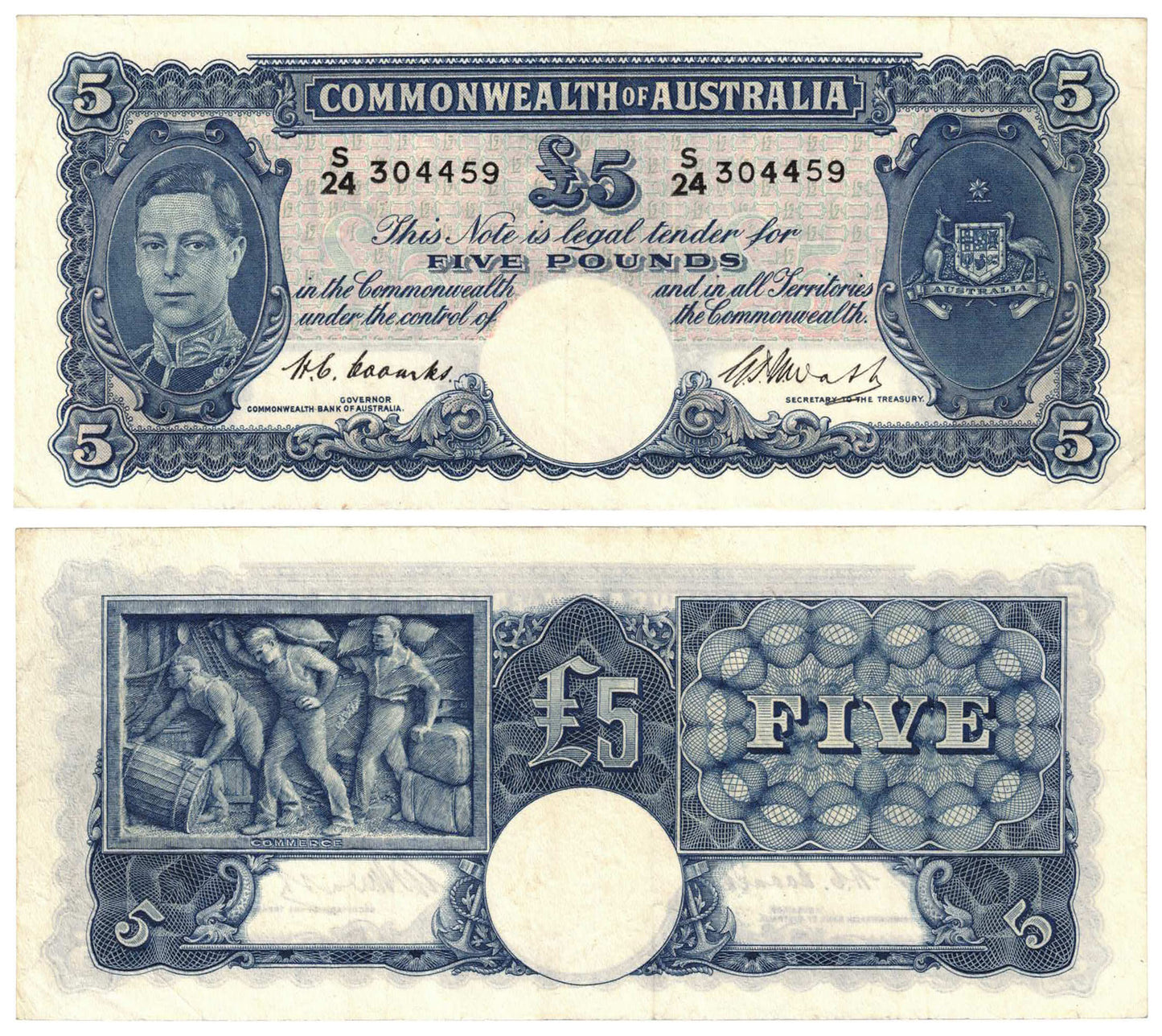 1949 Five Pounds Coombs/Watt R47 Extremely Fine Banknote