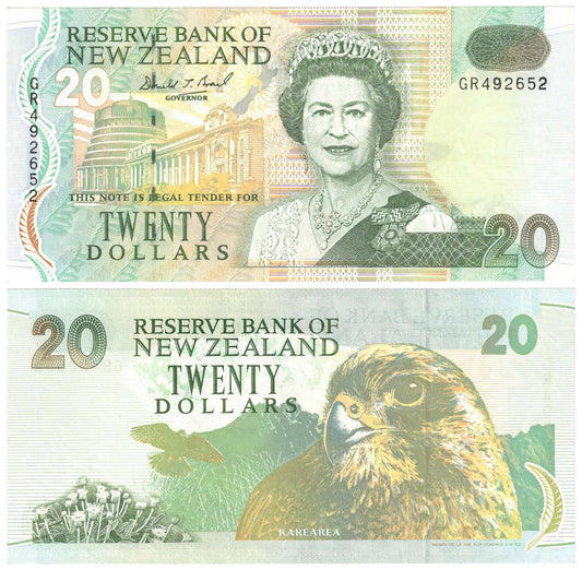 New Zealand (1994-99) Twenty Dollars D.T. Brash P183 About Uncirculated Banknote