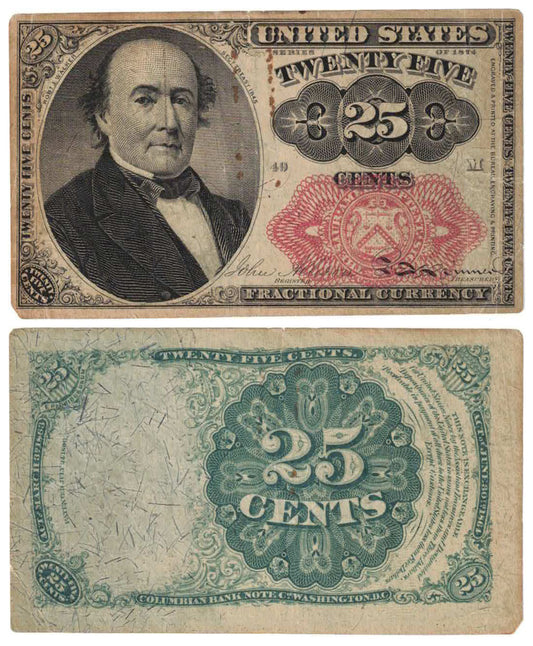 USA 1874 Twenty Five Cents #123 Allison/Spinner Fine Banknote