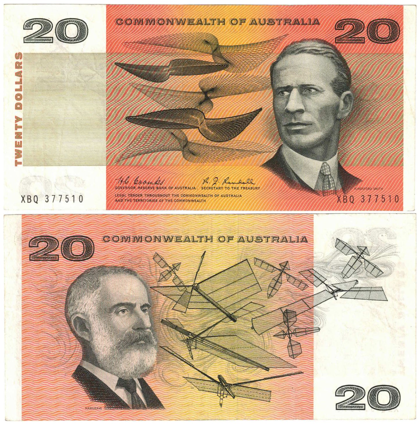 1967 $20 Coombs/Randall R402F First Prefix XBQ Very Fine Banknote