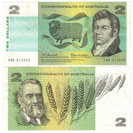 1966 $2 Coombs/Wilson R81F First Prefix FAA Good Fine Banknote