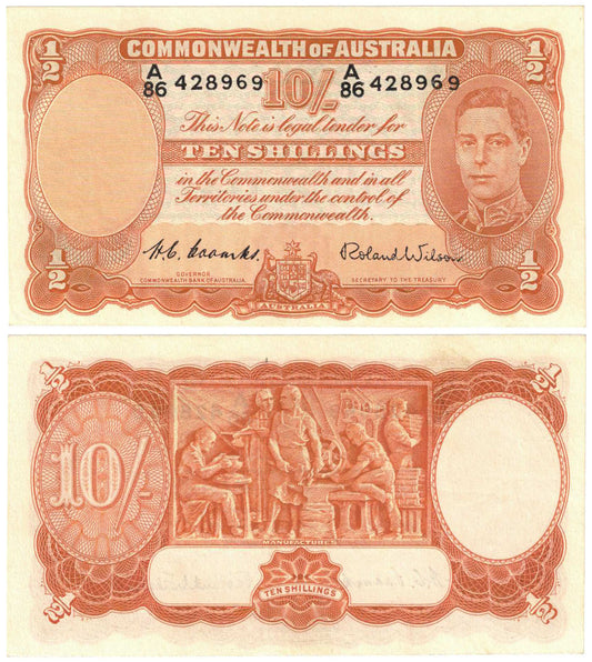 1952 Ten Shillings Coombs/Wilson R15 Extremely Fine Banknote