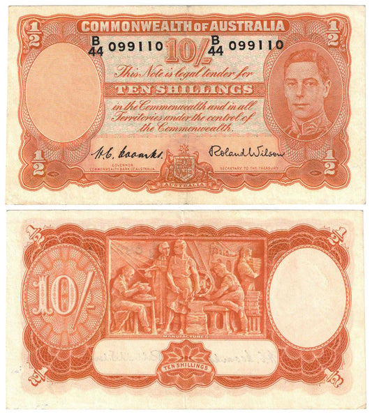 1952 Ten Shillings Coombs/Wilson R15 Very Fine Banknote