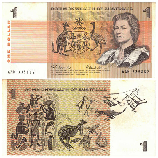 1966 $1 Coombs/Wilson R71 About Uncirculated Banknote
