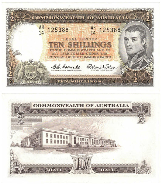 1961 Ten Shillings Coombs/Wilson R17 Reserve Bank of Australia About Uncirculated Banknote
