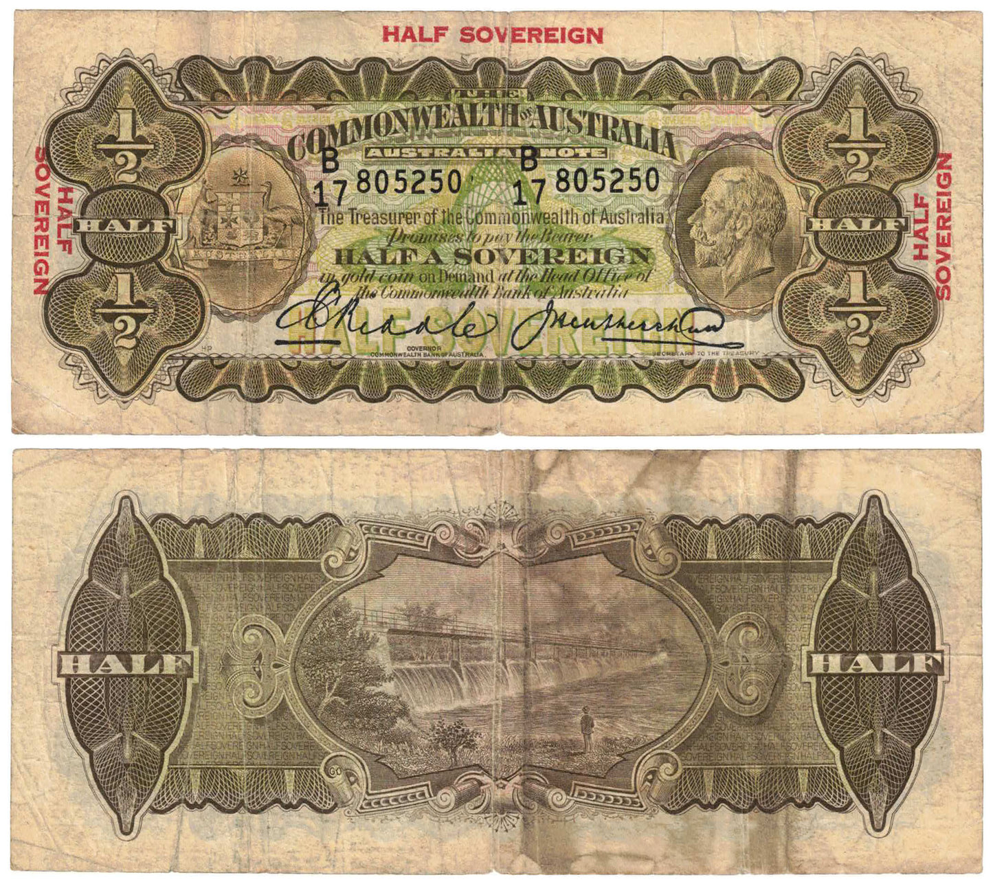 1928 Ten Shillings Riddle/Heathershaw R07 Good Fine Banknote