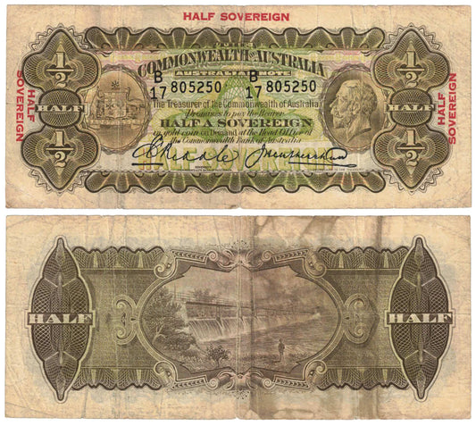 1928 Ten Shillings Riddle/Heathershaw R07 Good Fine Banknote