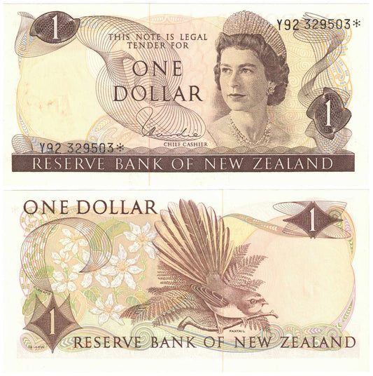 New Zealand 1977-81 One Dollar Hardie P163d Uncirculated STAR Banknote