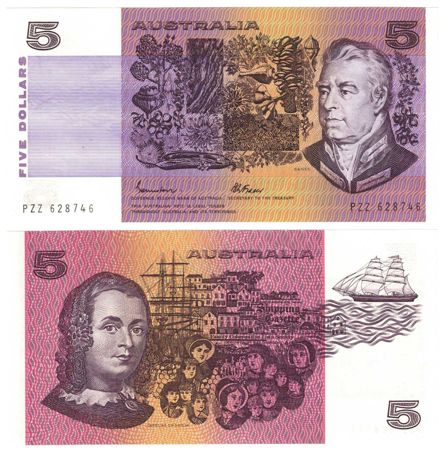 1985 $5 Johnston/Fraser R209b Gothic Serial Uncirculated Banknote