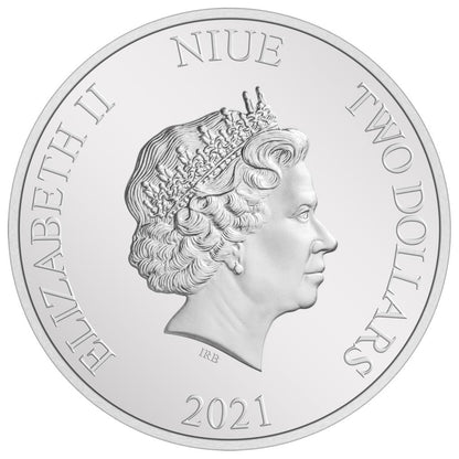 Niue 2021 $2 Disney Alice In Wonderland The White Rabbit 1oz Silver Coloured Proof Coin